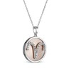 Thumbnail Image 2 of White Lab-Created Sapphire & Pink Mother of Pearl "Aries" Necklace Sterling Silver 18"