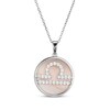 Thumbnail Image 1 of White Lab-Created Sapphire & Pink Mother of Pearl "Libra" Necklace Sterling Silver 18"