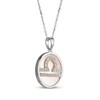 Thumbnail Image 2 of White Lab-Created Sapphire & Pink Mother of Pearl "Libra" Necklace Sterling Silver 18"
