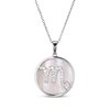 Thumbnail Image 1 of White Lab-Created Sapphire & Pink Mother of Pearl "Scorpio" Necklace Sterling Silver 18"