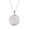 Thumbnail Image 1 of White Lab-Created Sapphire & Pink Mother of Pearl "Capricorn" Necklace Sterling Silver 18"