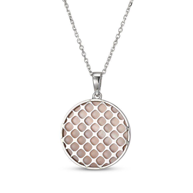Main Image 3 of White Lab-Created Sapphire & Pink Mother of Pearl &quot;Gemini&quot; Necklace Sterling Silver 18&quot;