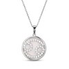 Thumbnail Image 1 of White Lab-Created Sapphire & Pink Mother of Pearl "Cancer" Necklace Sterling Silver 18"