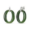 Thumbnail Image 1 of Nephrite Jade & White Topaz Loop Drop Earrings Sterling Silver