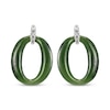 Thumbnail Image 2 of Nephrite Jade & White Topaz Loop Drop Earrings Sterling Silver
