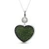 Thumbnail Image 0 of Heart-Shaped Nephrite Jade, Cultured Pearl & White Topaz Necklace Sterling Silver 18"