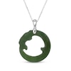 Thumbnail Image 2 of Circle Nephrite Jade Dragon Necklace Sterling Silver 18"