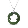 Thumbnail Image 3 of Circle Nephrite Jade Dragon Necklace Sterling Silver 18"