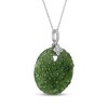 Thumbnail Image 2 of Nephrite Jade & White Lab-Created Sapphire Textured Disc Necklace Sterling Silver 18"