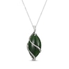 Thumbnail Image 1 of Nephrite Jade & White Topaz Swirl Drop Necklace Sterling Silver 18"