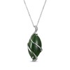 Thumbnail Image 2 of Nephrite Jade & White Topaz Swirl Drop Necklace Sterling Silver 18"