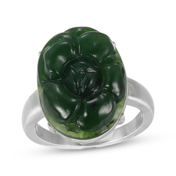 Nephrite Jade Ring Sterling Silver