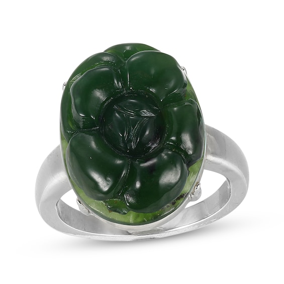 Nephrite Jade Ring Sterling Silver