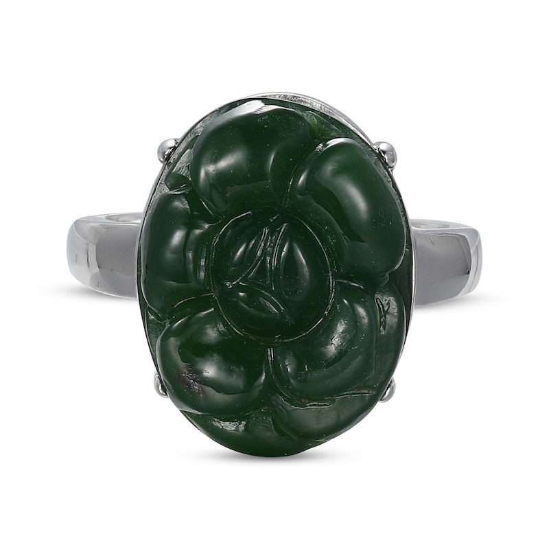 Main Image 3 of Nephrite Jade Ring Sterling Silver