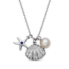 Thumbnail Image 1 of Cultured Pearl, Blue & White Lab-Created Sapphire Sea Charms Necklace Sterling Silver 18"