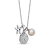 Thumbnail Image 2 of Cultured Pearl, Blue & White Lab-Created Sapphire Sea Charms Necklace Sterling Silver 18"