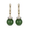 Thumbnail Image 2 of Nephrite Jade & Diamond Collar Hoop Drop Earrings 1/20 ct tw 14K Yellow Gold