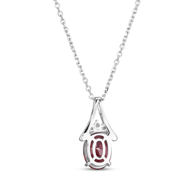 Main Image 3 of Oval-Cut Garnet & White Lab-Created Sapphire Necklace Sterling Silver 18"
