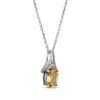 Thumbnail Image 2 of Oval-Cut Citrine & White Lab-Created Sapphire Necklace Sterling Silver 18"