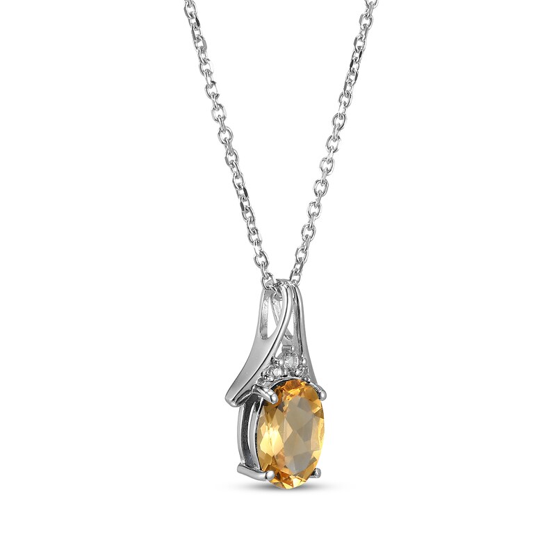 Main Image 2 of Oval-Cut Citrine & White Lab-Created Sapphire Necklace Sterling Silver 18"