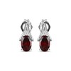 Thumbnail Image 2 of Oval-Cut Garnet & White Lab-Created Sapphire Earrings Sterling Silver