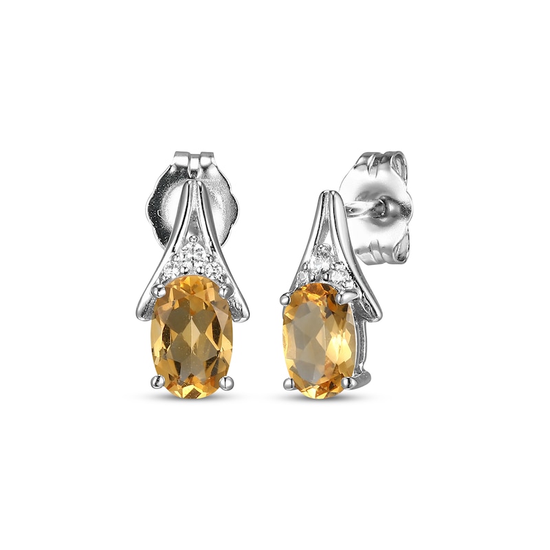 Oval-Cut Citrine & White Lab-Created Sapphire Earrings Sterling Silver