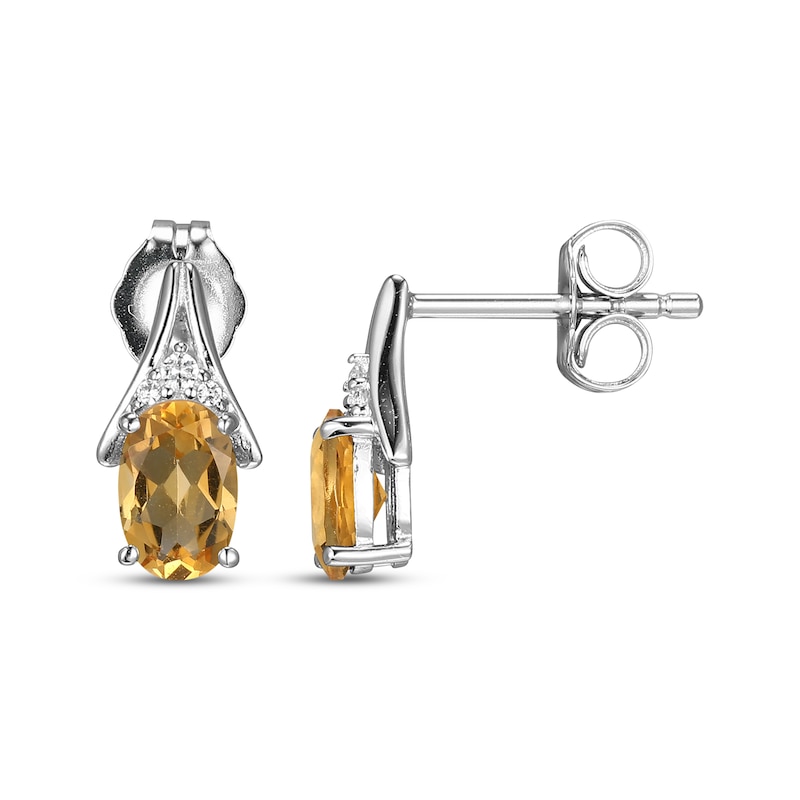 Oval-Cut Citrine & White Lab-Created Sapphire Earrings Sterling Silver