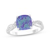 Thumbnail Image 0 of Cushion-Shaped Lavender Lab-Created Opal & White Lab-Created Sapphire Ring Sterling Silver