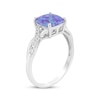 Thumbnail Image 1 of Cushion-Shaped Lavender Lab-Created Opal & White Lab-Created Sapphire Ring Sterling Silver