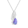 Thumbnail Image 2 of Pear-Shaped Lavender Lab-Created Opal & White Lab-Created Sapphire Necklace Sterling Silver 18"