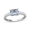 Thumbnail Image 0 of Emerald-Cut Sky Blue Topaz & White Lab-Created Sapphire Ring Sterling Silver