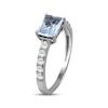 Thumbnail Image 1 of Emerald-Cut Sky Blue Topaz & White Lab-Created Sapphire Ring Sterling Silver