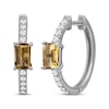 Thumbnail Image 0 of Emerald-Cut Citrine & White Lab-Created Sapphire Hoop Earrings Sterling Silver