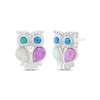 Thumbnail Image 1 of Pink, White & Blue-Green Lab-Created Opal, White Lab-Created Sapphire Owl Earrings Sterling Silver