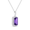 Thumbnail Image 2 of Emerald-Cut Amethyst & White Lab-Created Sapphire Necklace Sterling Silver 18"