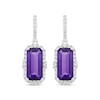 Thumbnail Image 2 of Emerald-Cut Amethyst & White Lab-Created Sapphire Drop Earrings Sterling Silver
