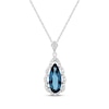 Thumbnail Image 1 of Pear-Shaped London Blue Topaz & White Lab-Created Sapphire Necklace Sterling Silver 18"