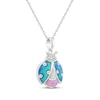 Thumbnail Image 2 of Blue-Green, White & Pink Lab-Created Opal, White Lab-Created Sapphire Ladybug Necklace Sterling Silver 18"