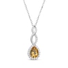 Thumbnail Image 1 of Pear-Shaped Citrine & White Lab-Created Sapphire Twist Drop Necklace Sterling Silver 18"