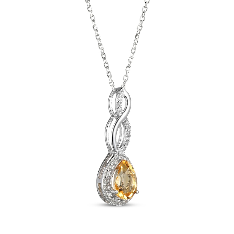 Main Image 2 of Pear-Shaped Citrine & White Lab-Created Sapphire Twist Drop Necklace Sterling Silver 18"