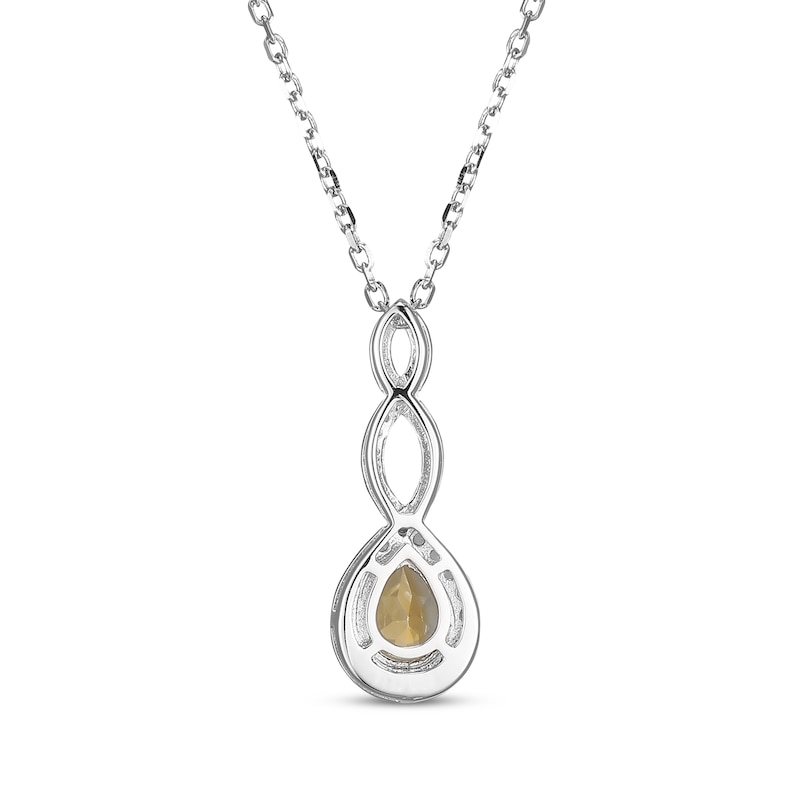 Main Image 3 of Pear-Shaped Citrine & White Lab-Created Sapphire Twist Drop Necklace Sterling Silver 18"