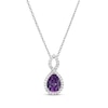 Thumbnail Image 1 of Pear-Shaped Amethyst & White Lab-Created Sapphire Twist Frame Necklace Sterling Silver 18"