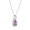Thumbnail Image 2 of Pear-Shaped Amethyst & White Lab-Created Sapphire Twist Frame Necklace Sterling Silver 18"