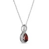 Thumbnail Image 2 of Pear-Shaped Garnet & White Lab-Created Sapphire Twist Frame Necklace Sterling Silver 18"
