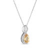 Thumbnail Image 2 of Pear-Shaped Citrine & White Lab-Created Sapphire Twist Frame Necklace Sterling Silver 18"