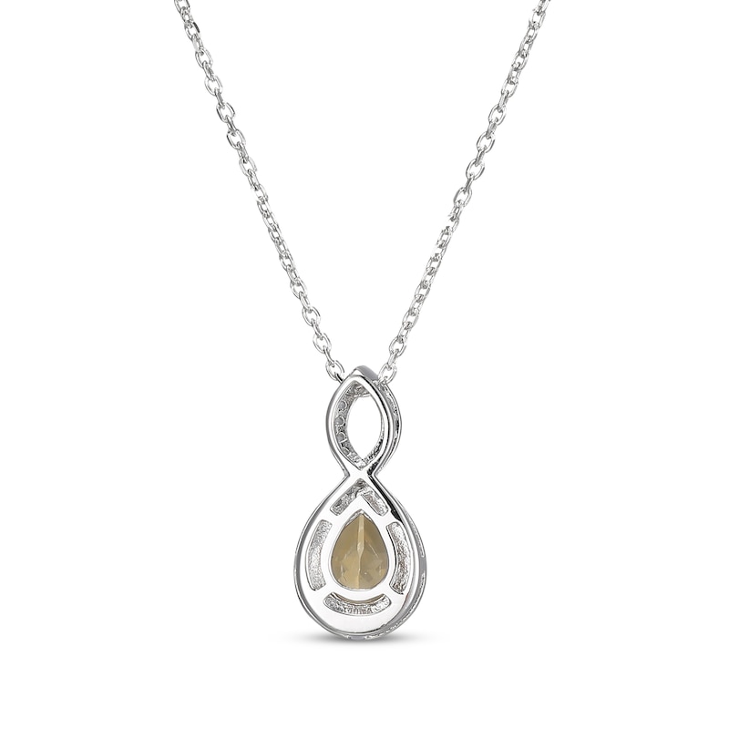 Main Image 3 of Pear-Shaped Citrine & White Lab-Created Sapphire Twist Frame Necklace Sterling Silver 18"