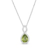 Thumbnail Image 1 of Pear-Shaped Peridot & White Lab-Created Sapphire Twist Frame Necklace Sterling Silver 18"