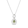 Thumbnail Image 3 of Pear-Shaped Peridot & White Lab-Created Sapphire Twist Frame Necklace Sterling Silver 18"