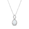 Thumbnail Image 1 of Pear-Shaped Lab-Created Opal & White Lab-Created Sapphire Twist Frame Necklace Sterling Silver 18"
