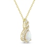 Thumbnail Image 2 of Pear-Shaped Lab-Created Opal & Diamond Twist Necklace 1/8 ct tw 10K Yellow Gold 18"